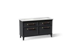 60" bathroom vanity cabinet with sinks and quartz top^Kohler Clearance