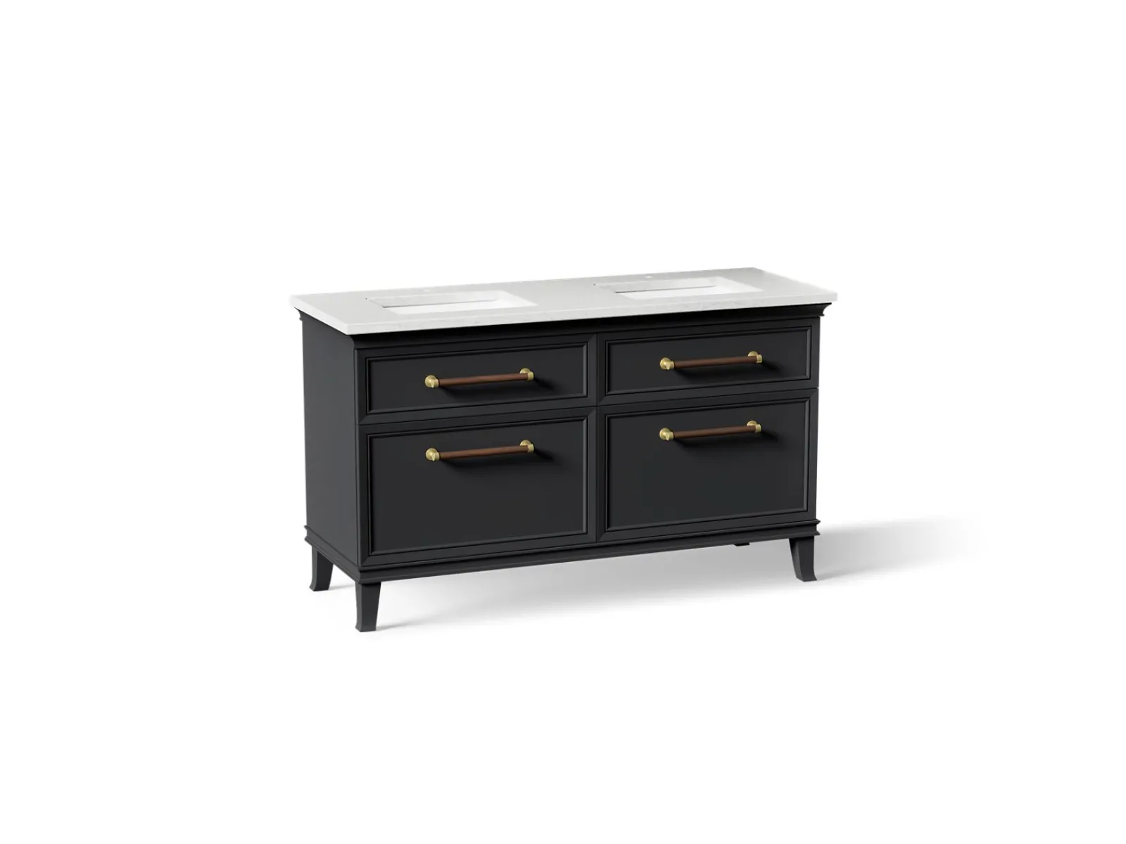 60" bathroom vanity cabinet with sinks and quartz top^Kohler Clearance