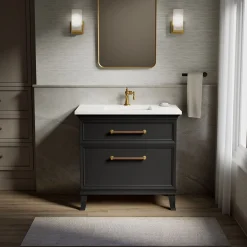 36" bathroom vanity cabinet with sink and quartz top^Kohler Outlet