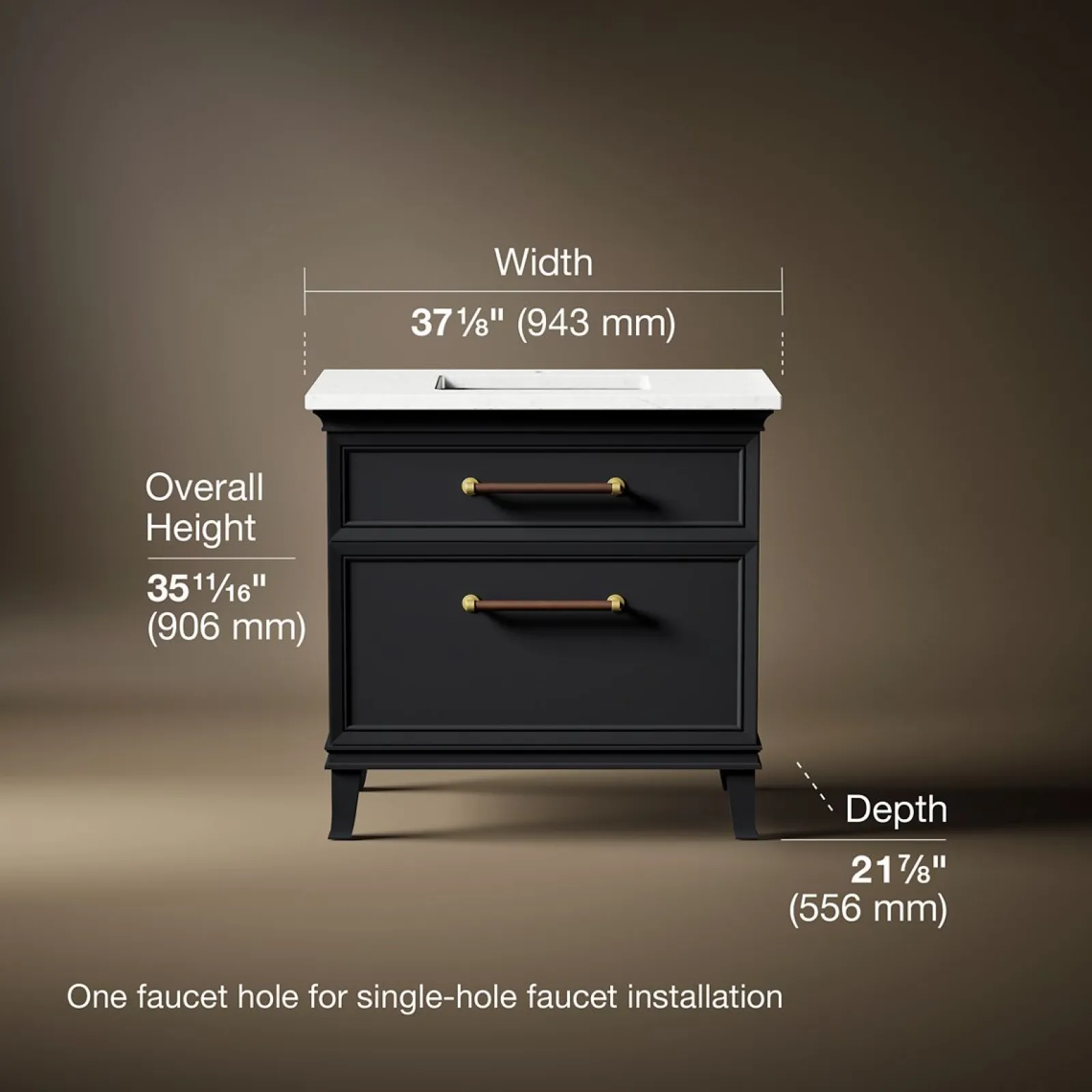 36" bathroom vanity cabinet with sink and quartz top^Kohler Outlet