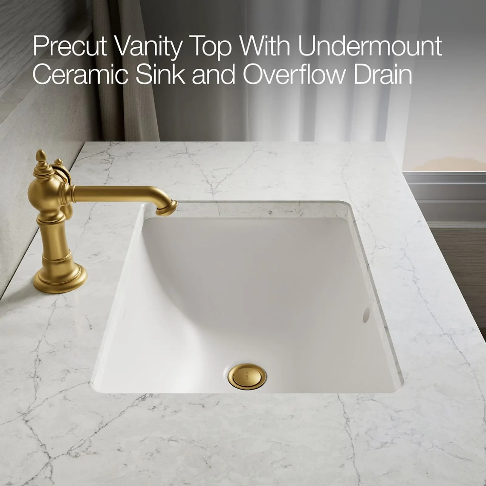 36" bathroom vanity cabinet with sink and quartz top^Kohler Outlet