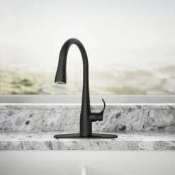 Compact pull-down kitchen sink faucet with three-function sprayhead^Kohler Online