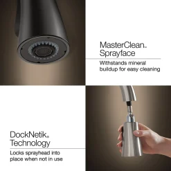 Compact pull-down kitchen sink faucet with three-function sprayhead^Kohler Online