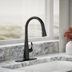Compact pull-down kitchen sink faucet with three-function sprayhead^Kohler Online