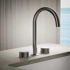 Deck-mount bath faucet handles with Oyl design^Kohler