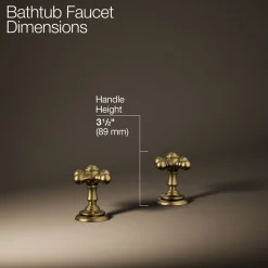 Deck-mount bath faucet handle trim with Cross design^Kohler