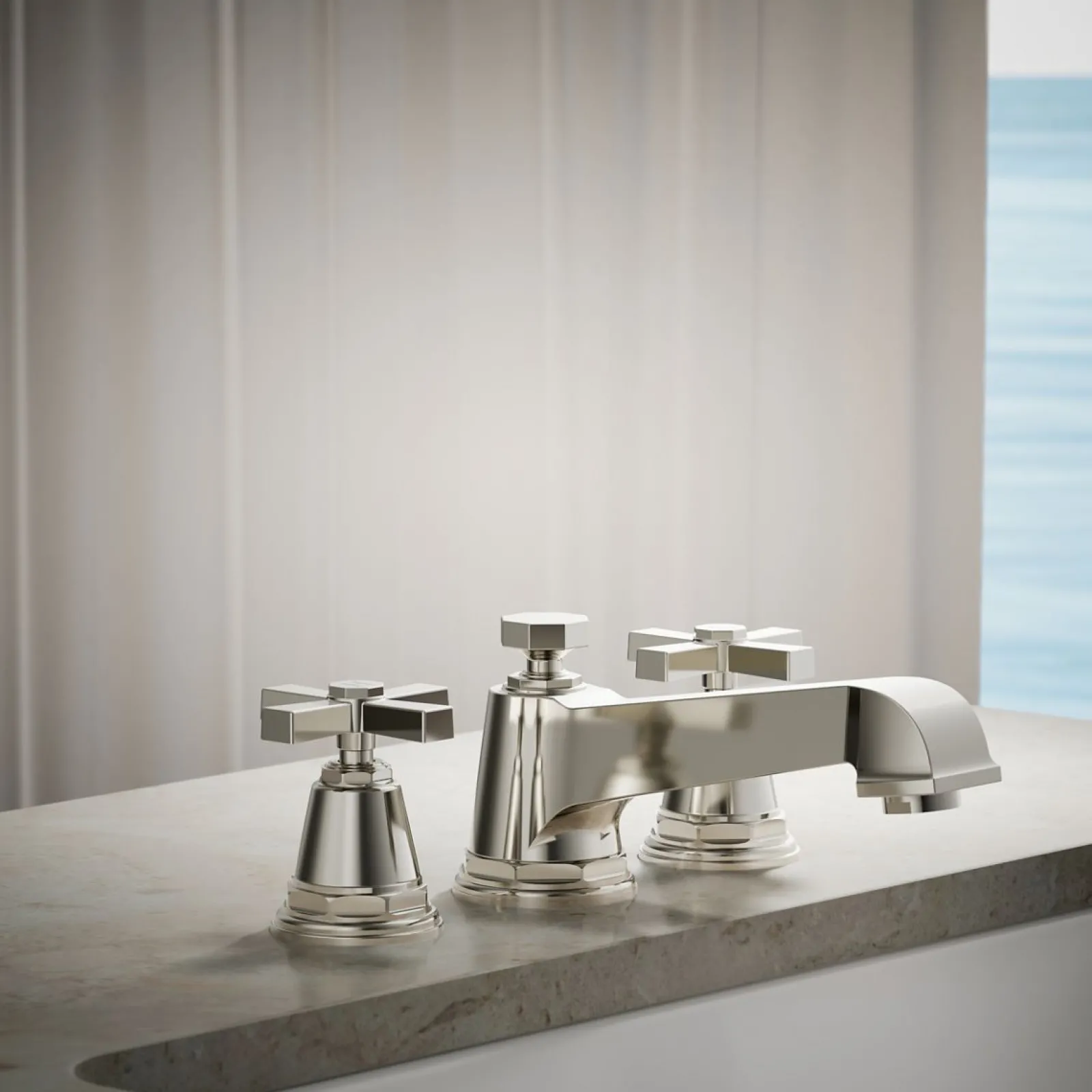 Deck-mount bath faucet trim with cross handles^Kohler Discount