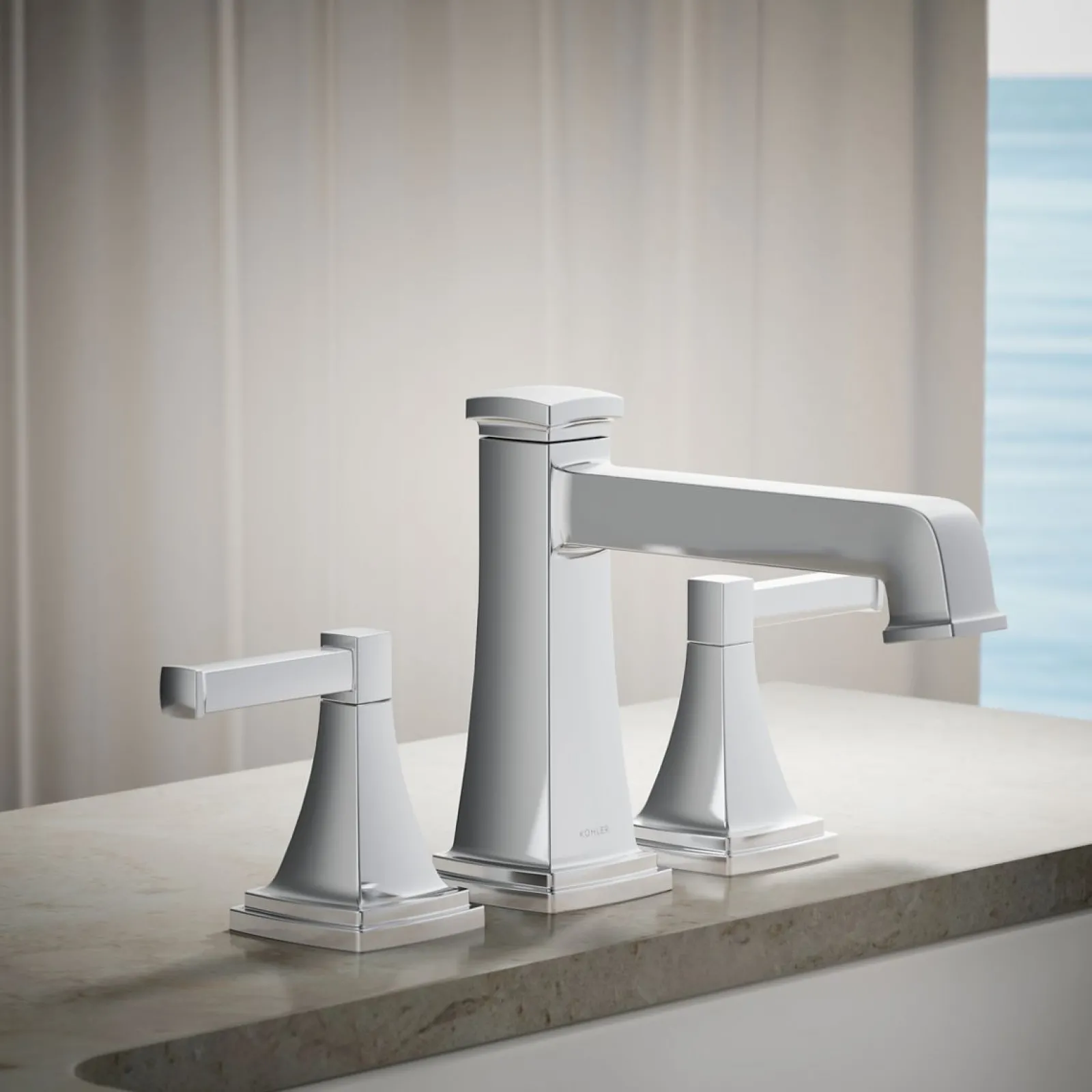 Deck-mount bath faucet trim with diverter^Kohler Hot