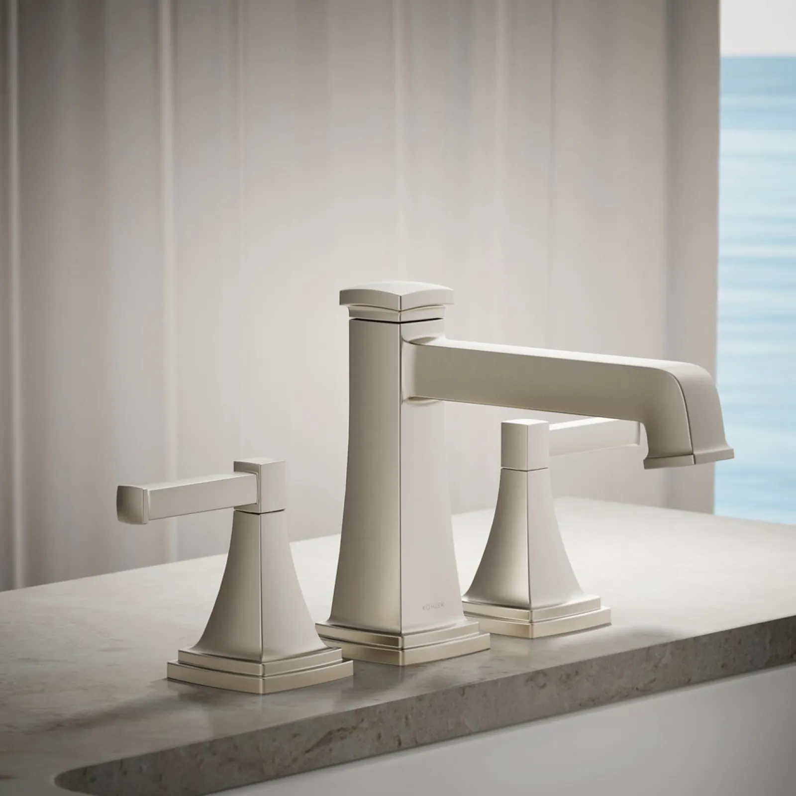 Deck-mount bath faucet trim with diverter^Kohler Hot
