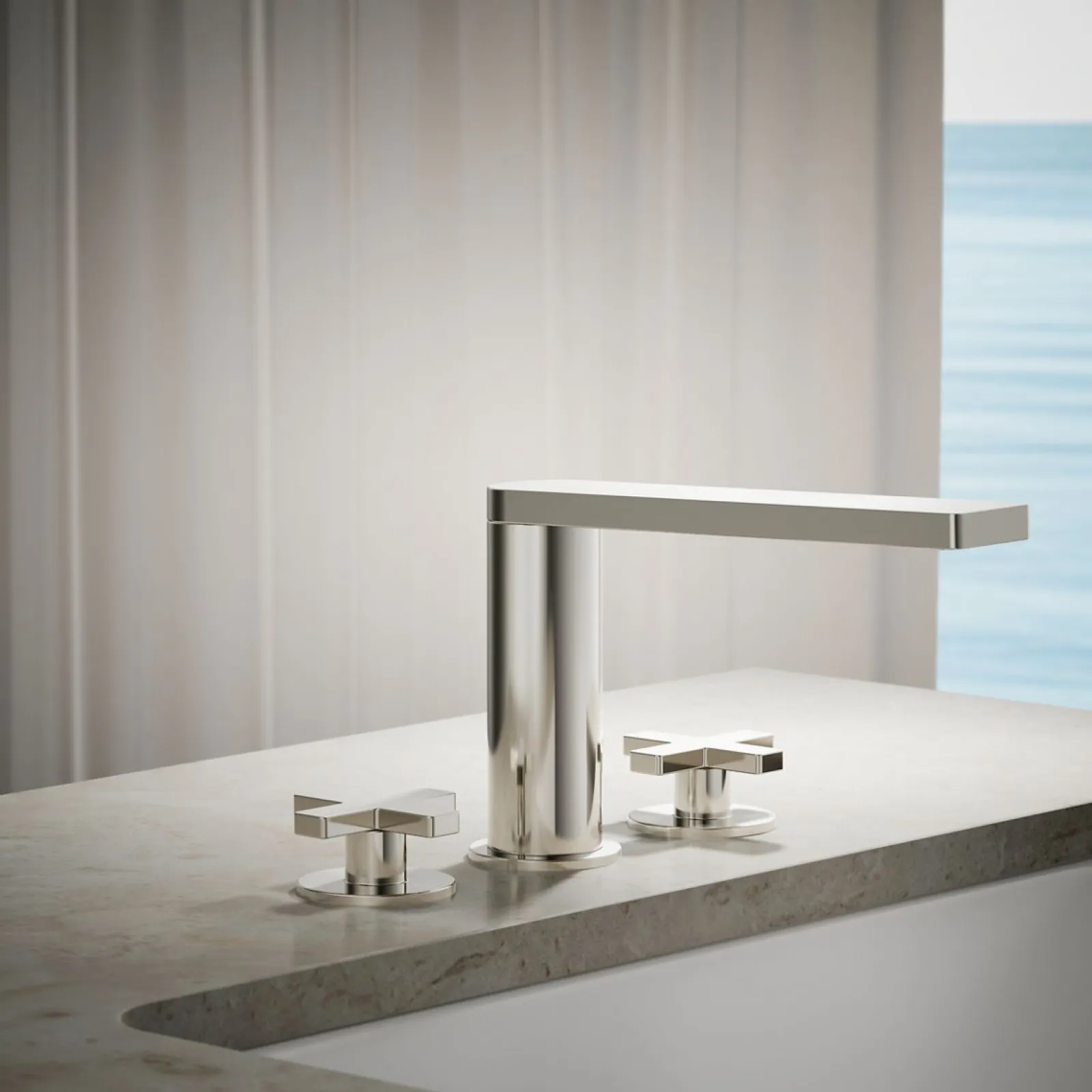 Deck-mount bath faucet with cross handles^Kohler Online