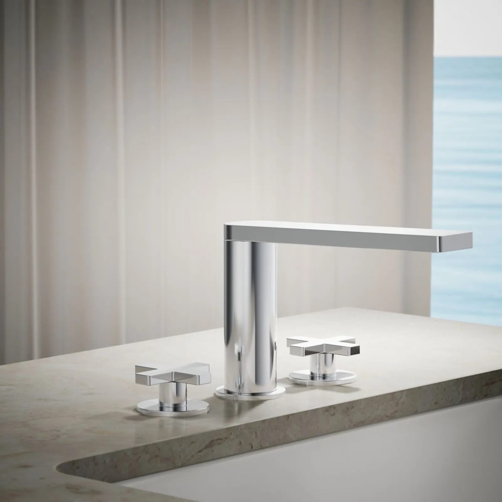 Deck-mount bath faucet with cross handles^Kohler Online