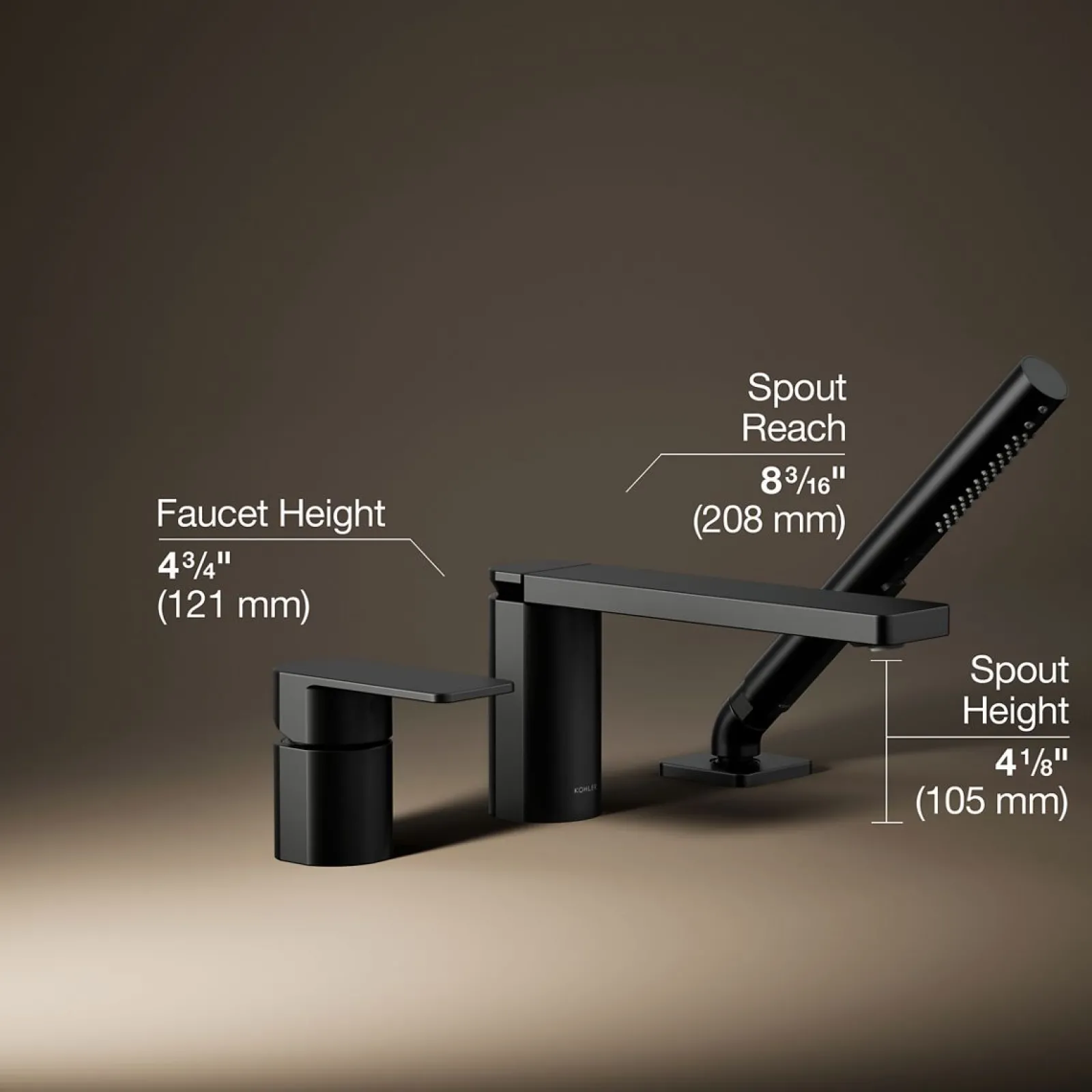 Deck-mount bath faucet with handshower^Kohler Online