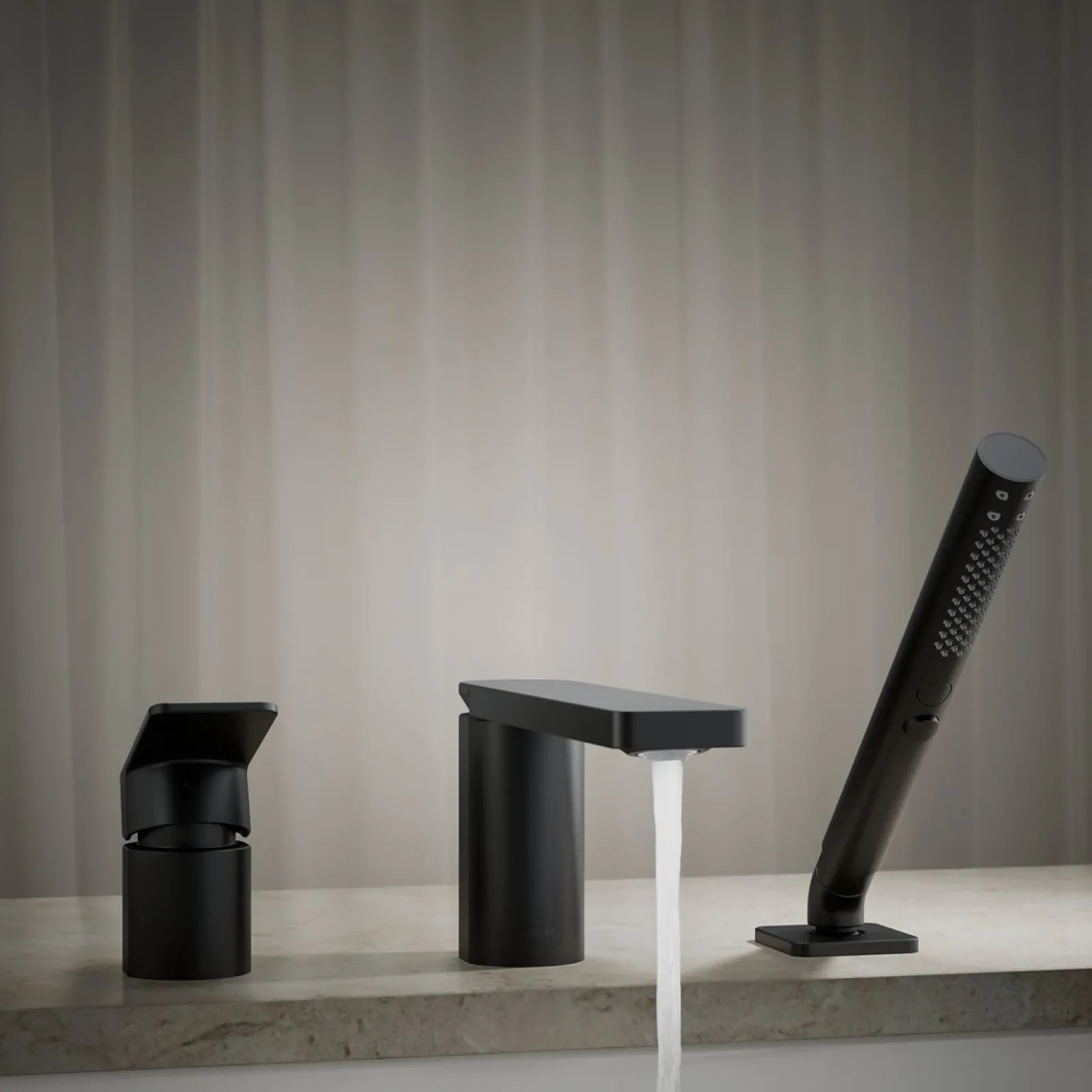 Deck-mount bath faucet with handshower^Kohler Online