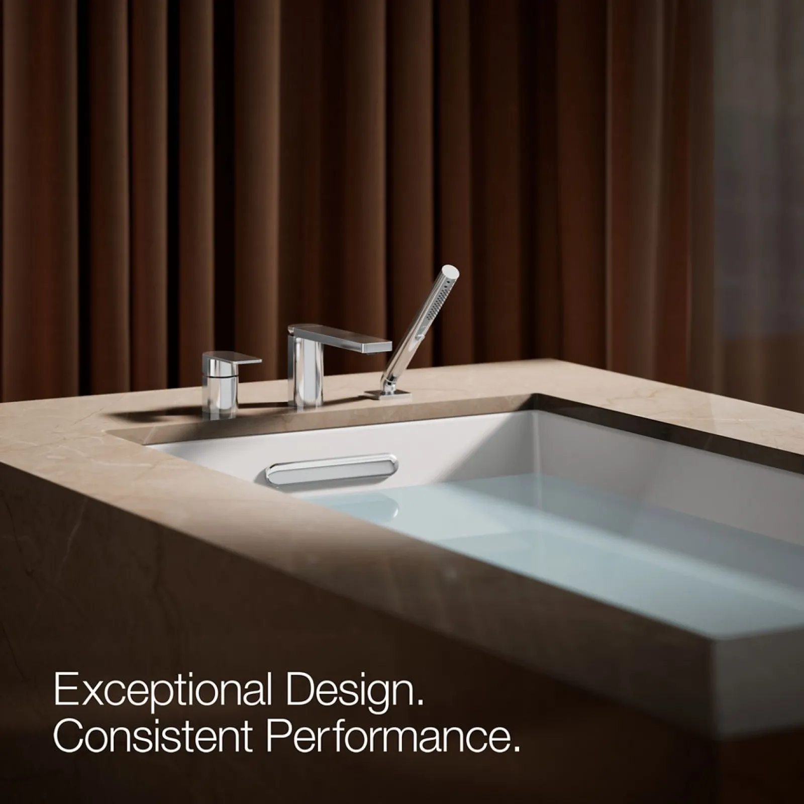 Deck-mount bath faucet with handshower^Kohler Online