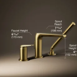 Deck-mount bath faucet with handshower^Kohler Online
