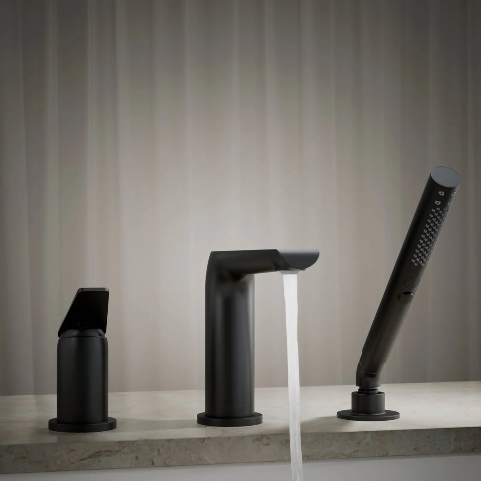 Deck-mount bath faucet with handshower^Kohler Online