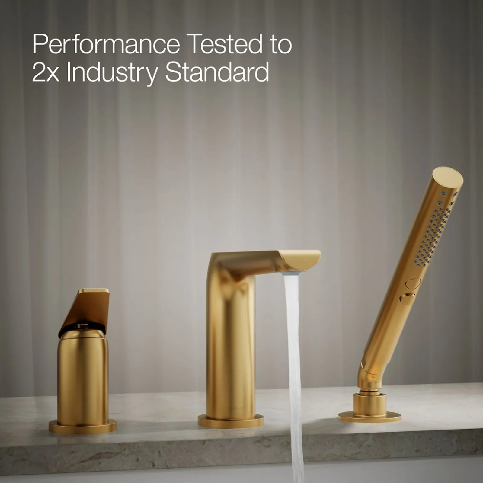 Deck-mount bath faucet with handshower^Kohler Online