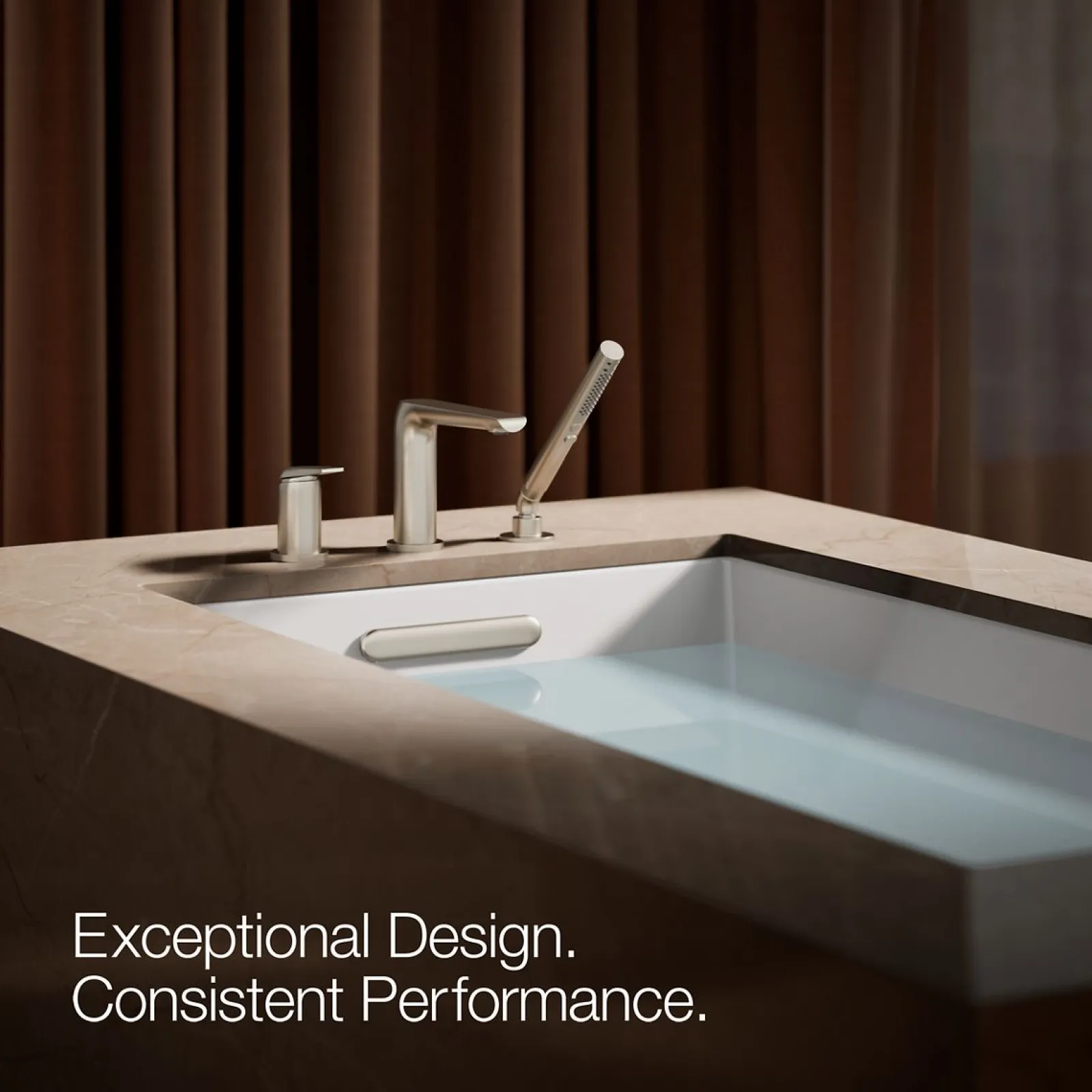 Deck-mount bath faucet with handshower^Kohler Online