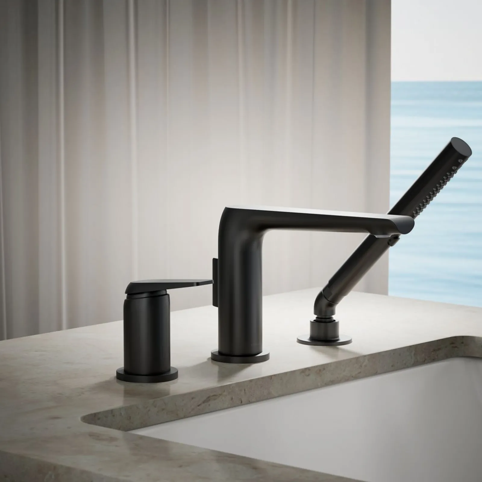 Deck-mount bath faucet with handshower^Kohler Online