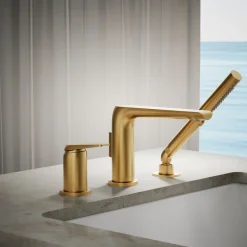 Deck-mount bath faucet with handshower^Kohler Online