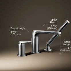 Deck-mount bath faucet with handshower^Kohler Online