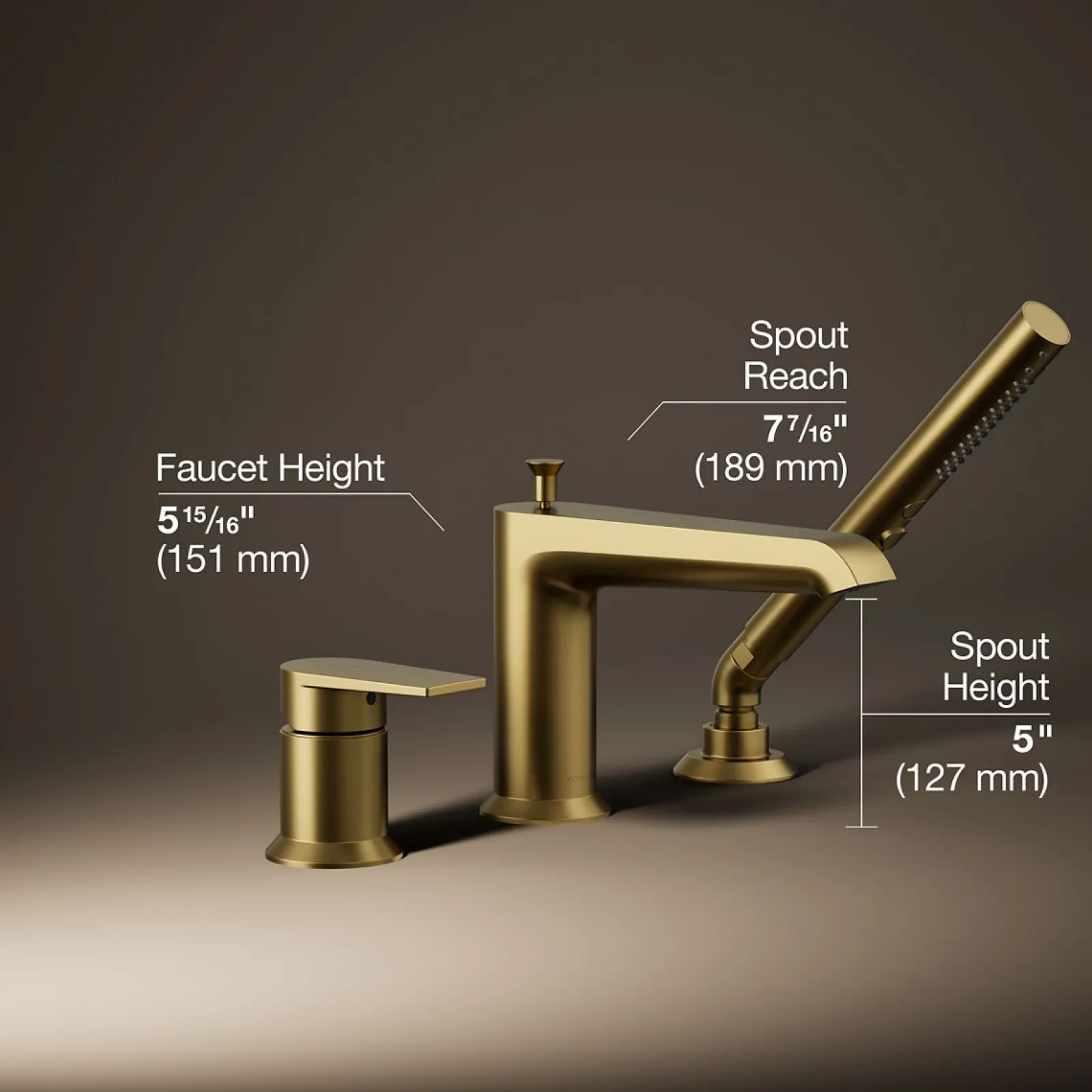 Deck-mount bath faucet with handshower^Kohler Online
