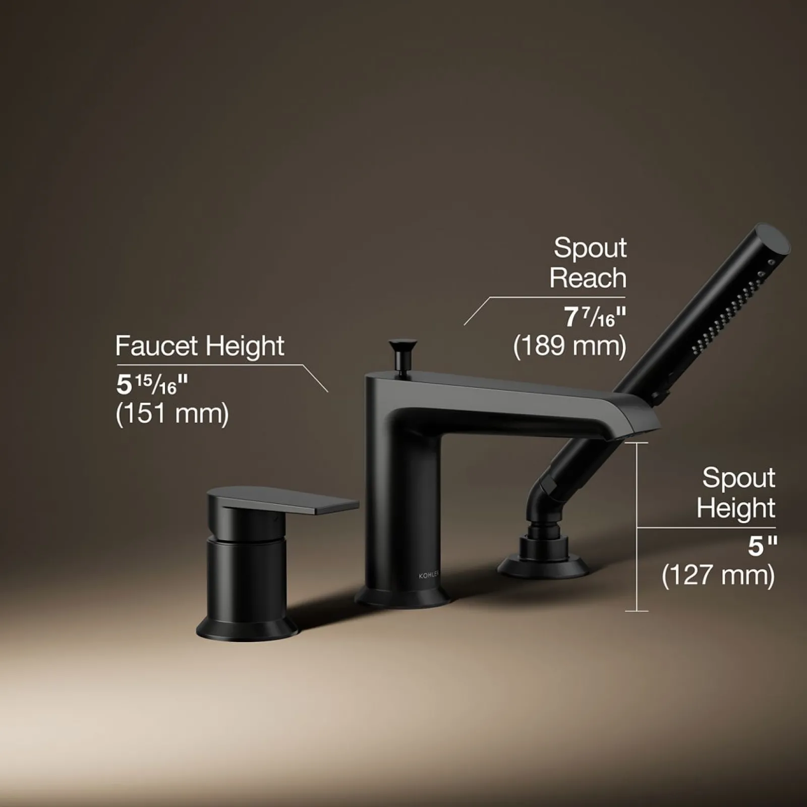 Deck-mount bath faucet with handshower^Kohler Online