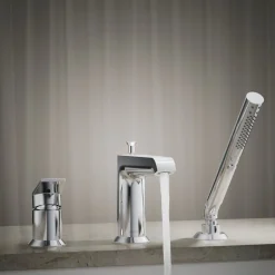 Deck-mount bath faucet with handshower^Kohler Online