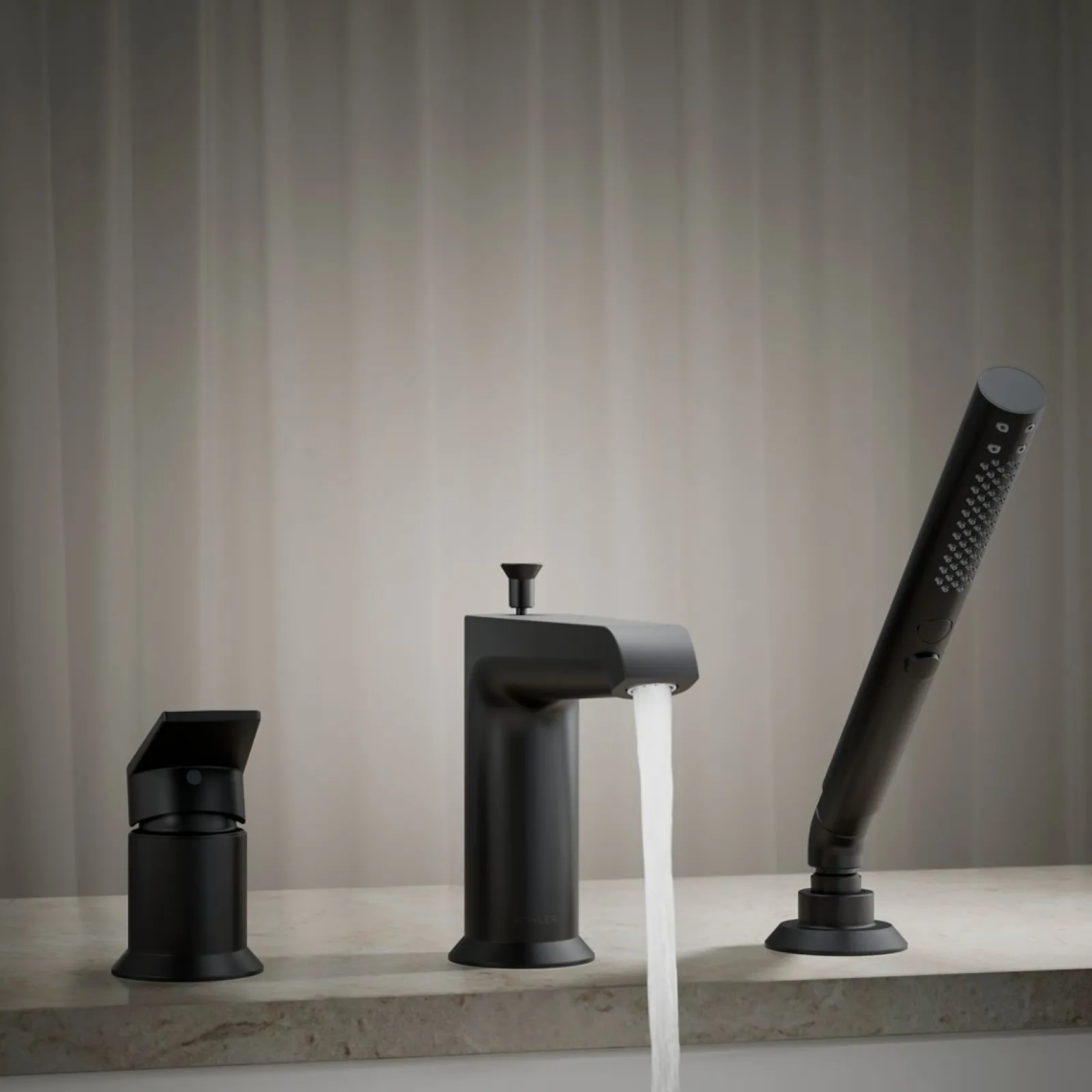 Deck-mount bath faucet with handshower^Kohler Online