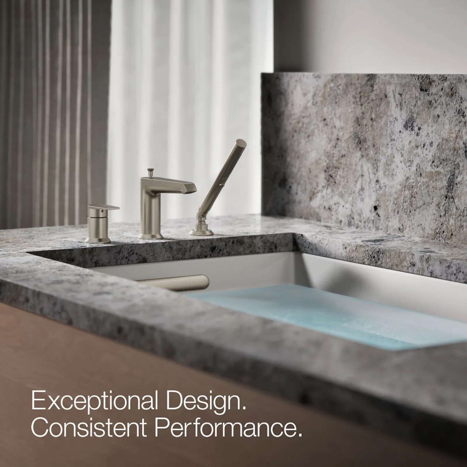 Deck-mount bath faucet with handshower^Kohler Online