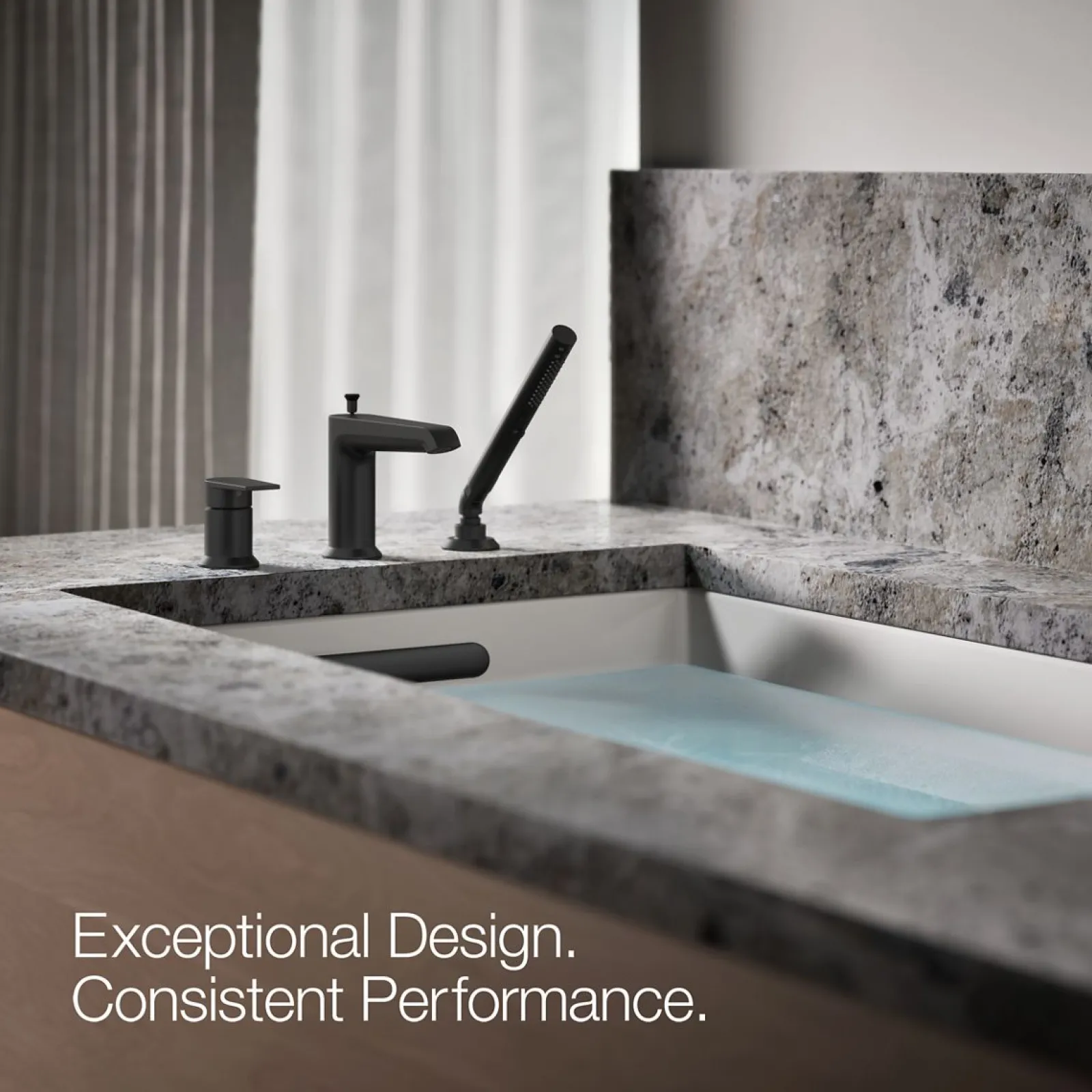 Deck-mount bath faucet with handshower^Kohler Online