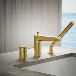 Deck-mount bath faucet with handshower^Kohler Online