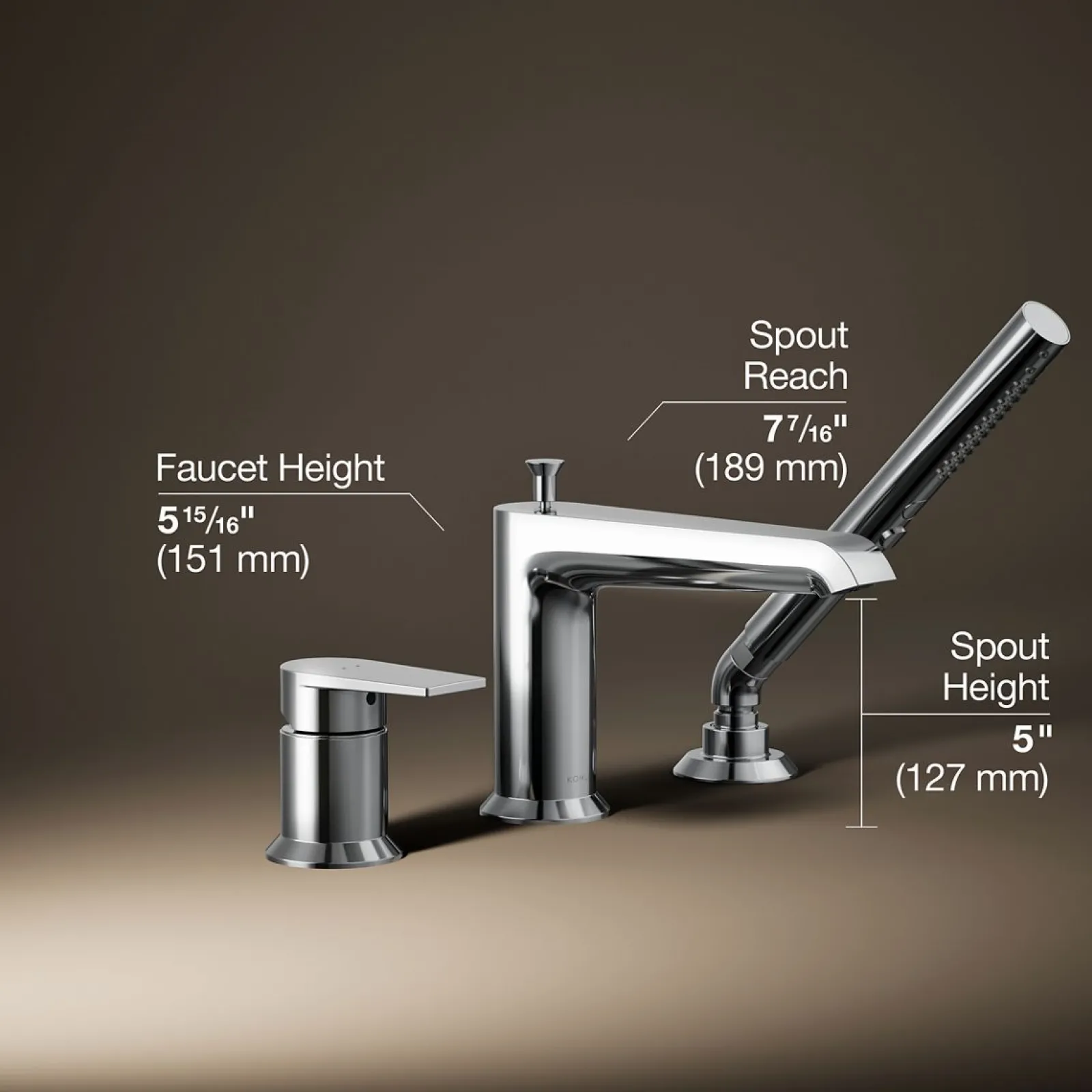 Deck-mount bath faucet with handshower^Kohler Online