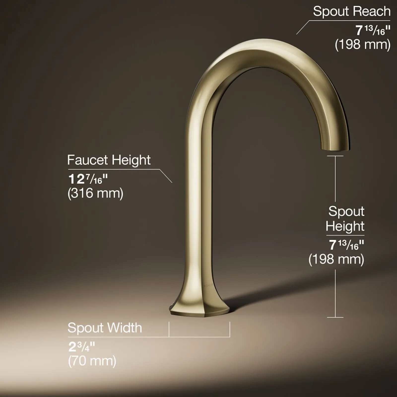 Deck-mount bath spout with Cane design^Kohler