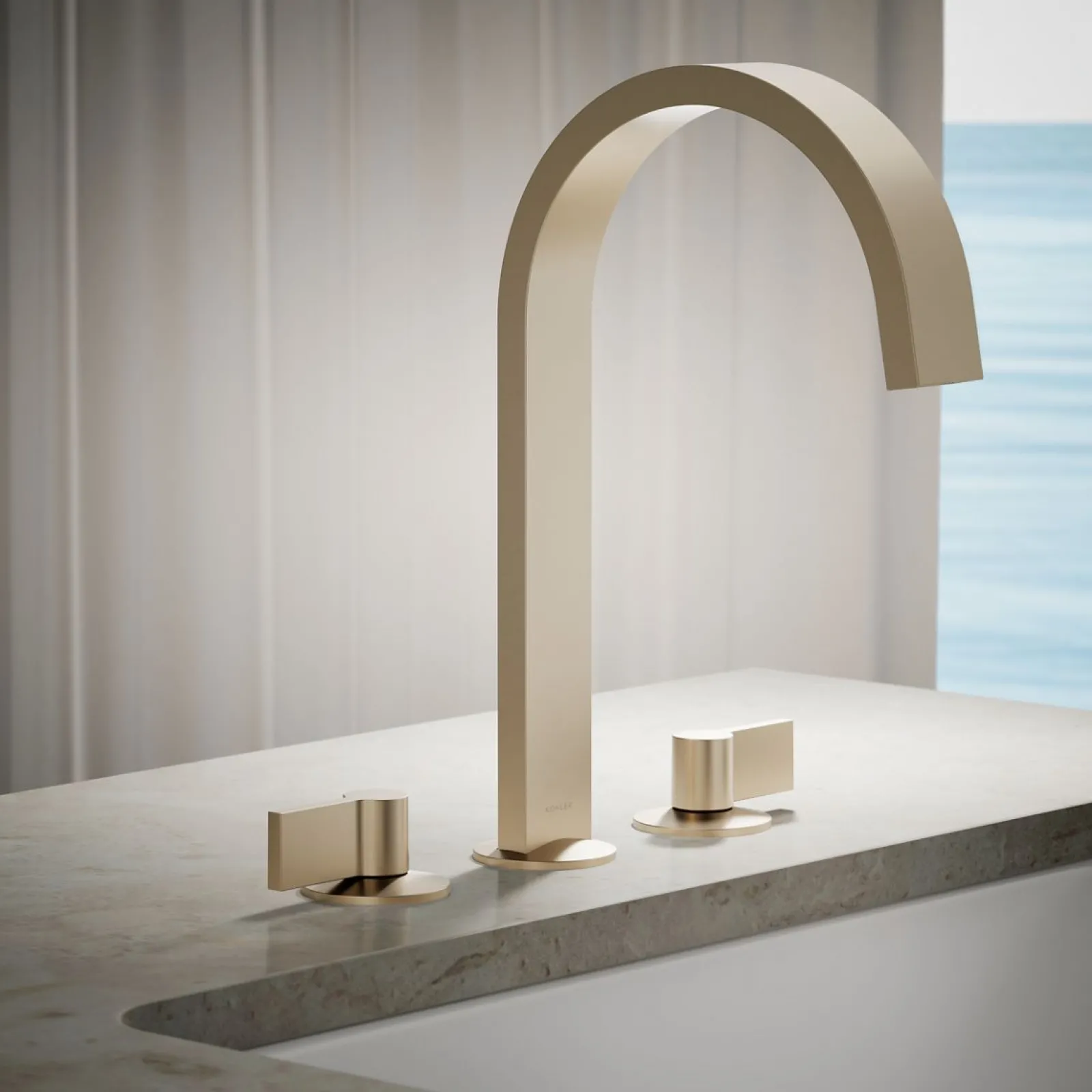 Deck-mount bath spout with Ribbon design^Kohler