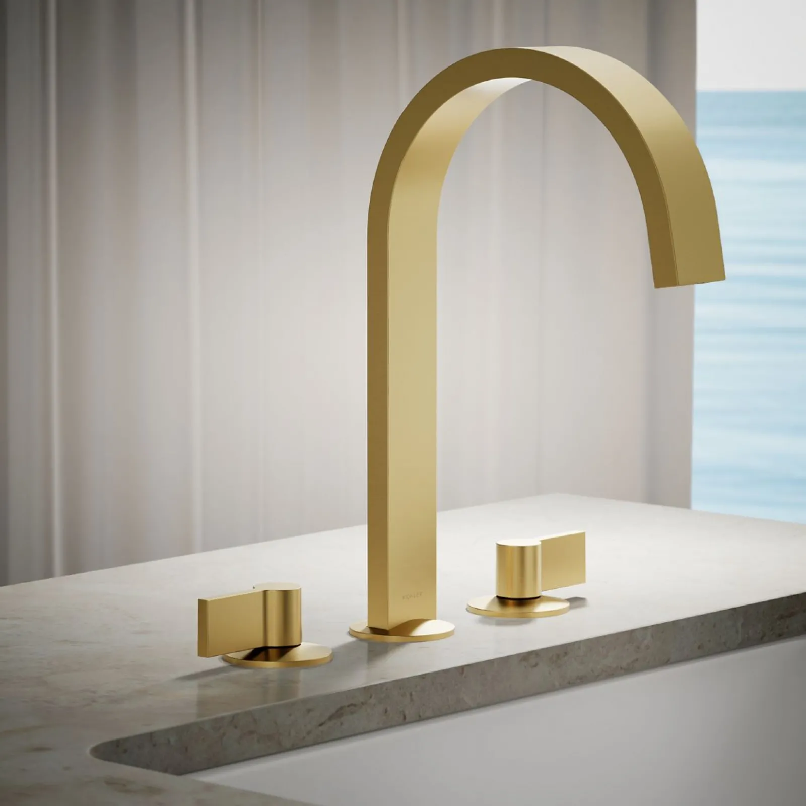 Deck-mount bath spout with Ribbon design^Kohler