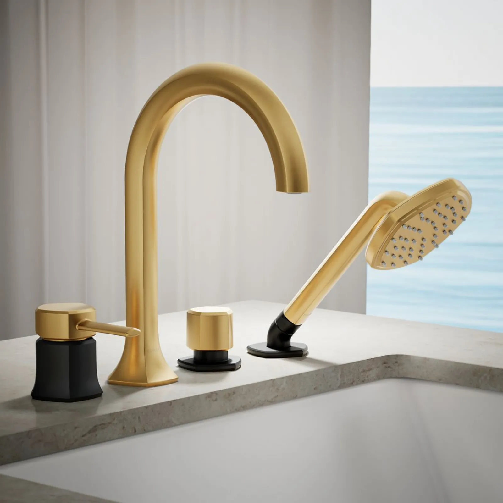 Deck-mount handshower holder and two-way diverter valve^Kohler Online
