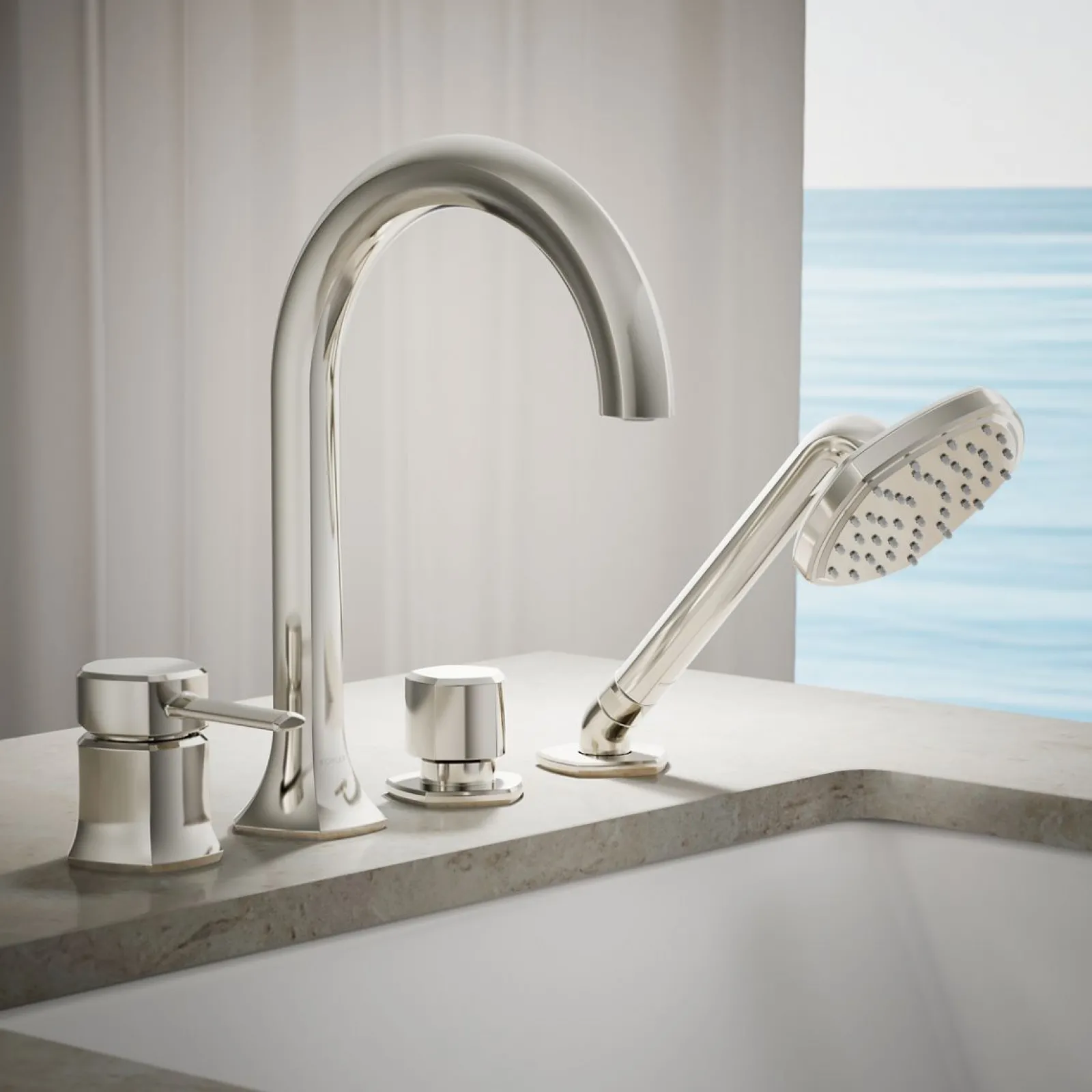 Deck-mount handshower holder and two-way diverter valve^Kohler Online