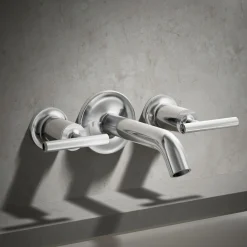 Deck- or wall-mount bath faucet handle trim with lever design^Kohler Hot
