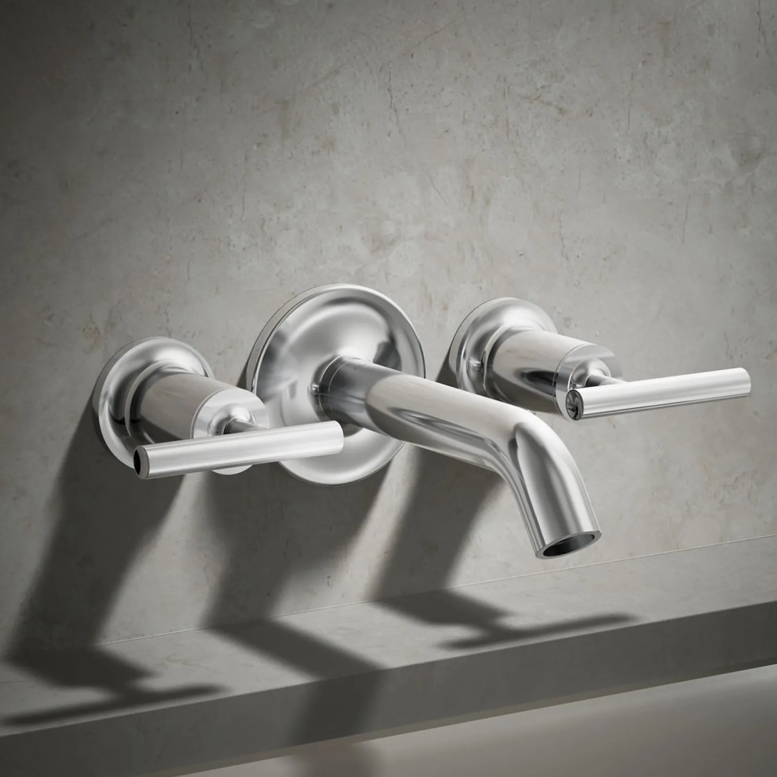 Deck- or wall-mount bath faucet handle trim with lever design^Kohler Hot