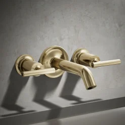Deck- or wall-mount bath faucet handle trim with lever design^Kohler Hot