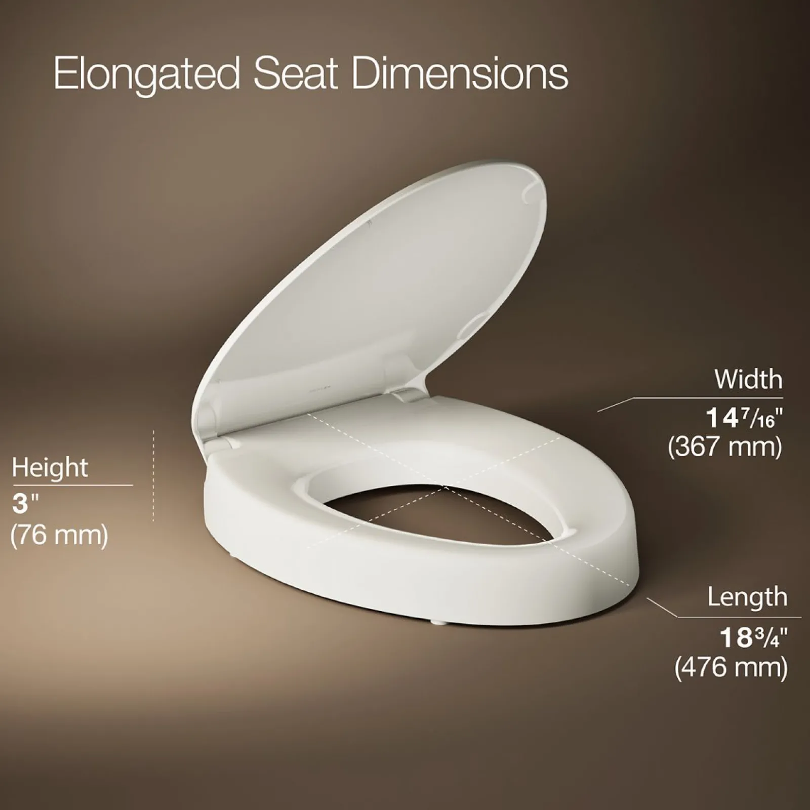 Elevated Quiet-Close™ elongated toilet seat^Kohler Clearance