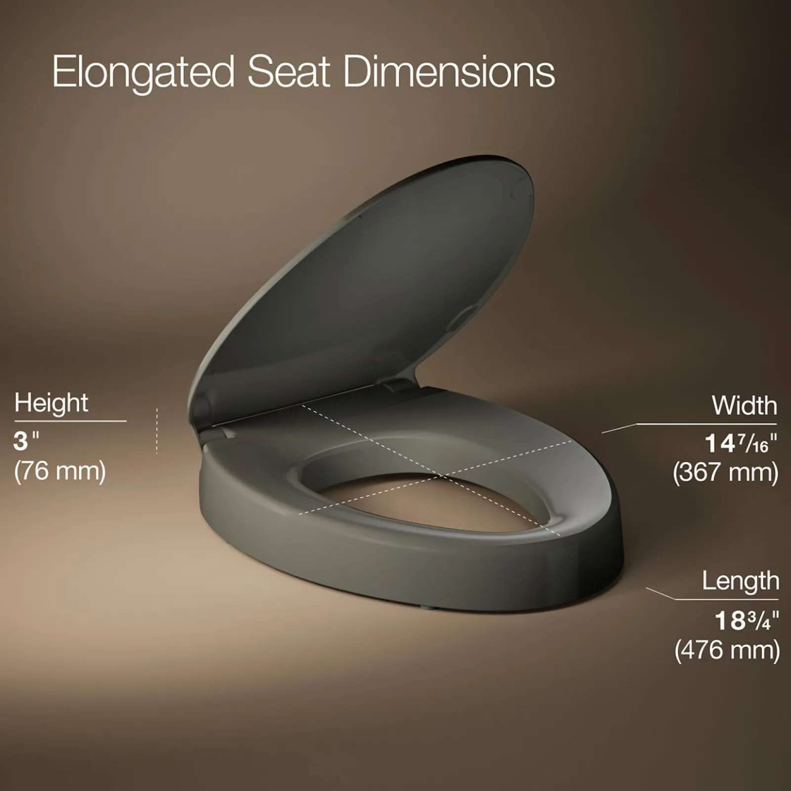 Elevated Quiet-Close™ elongated toilet seat^Kohler Clearance