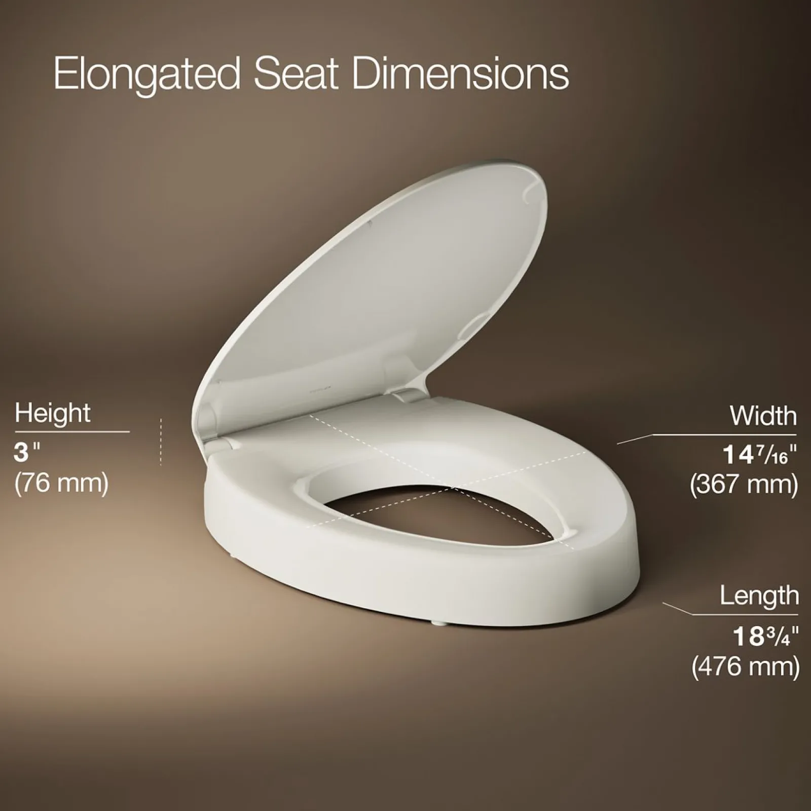 Elevated Quiet-Close™ elongated toilet seat^Kohler Clearance
