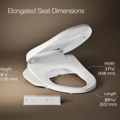 Elongated bidet toilet seat with remote control^Kohler Hot