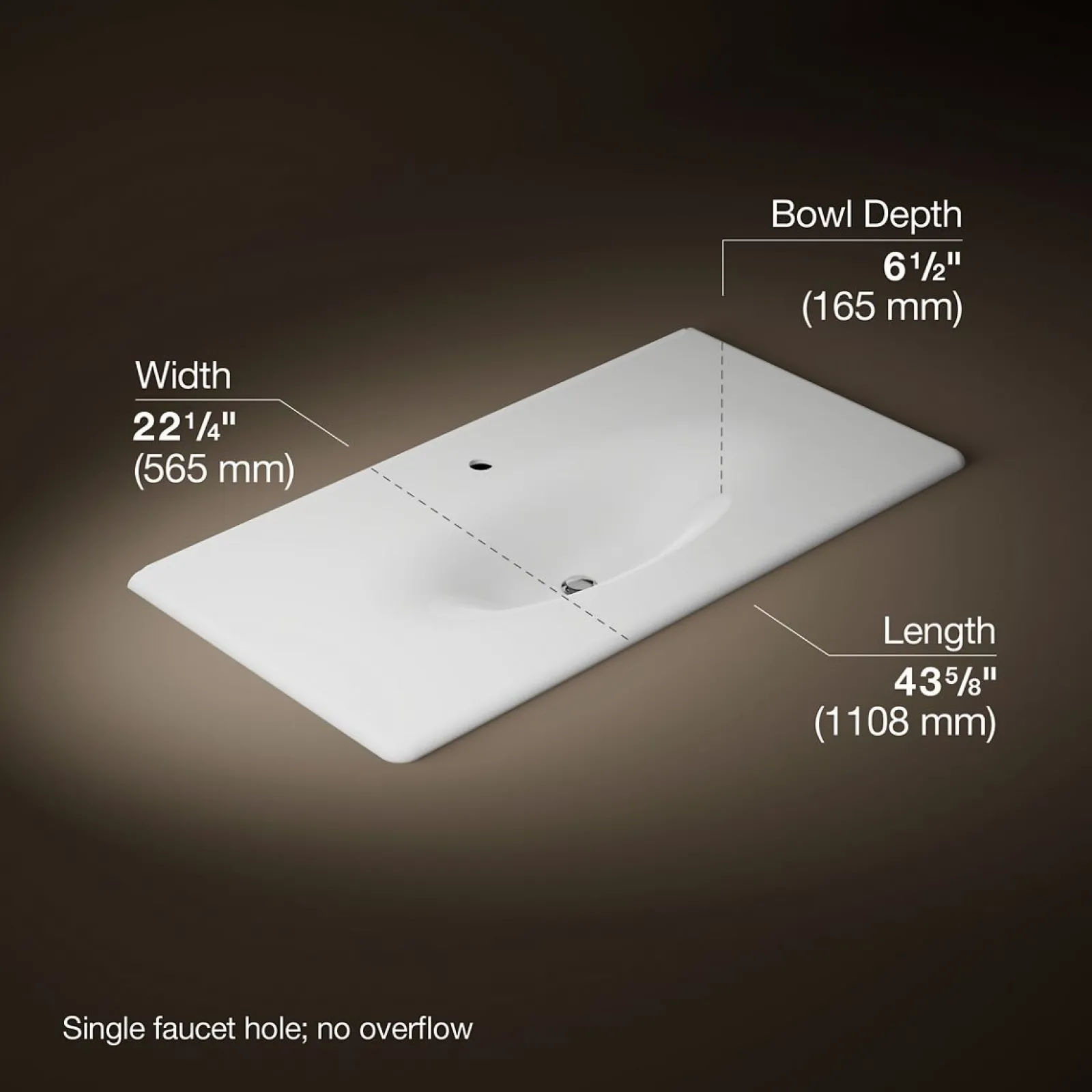 43" Enameled cast iron vanity top with integrated oval sink^Kohler Outlet