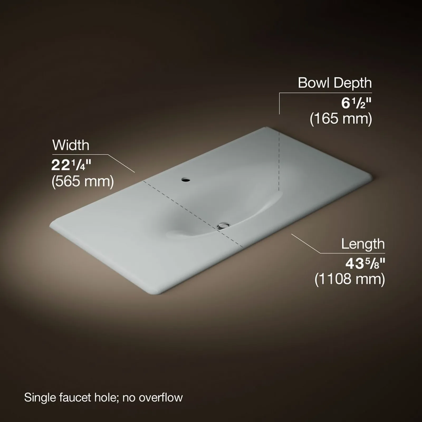 43" Enameled cast iron vanity top with integrated oval sink^Kohler Outlet