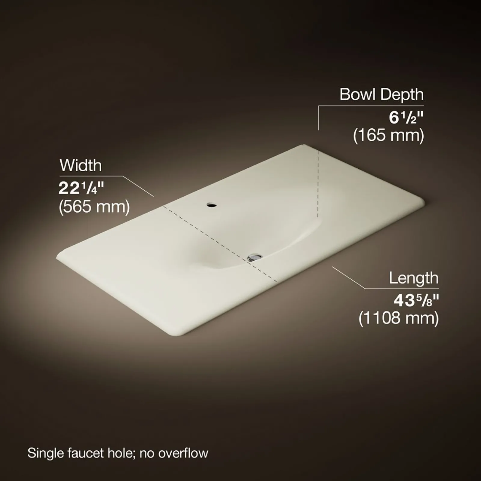 43" Enameled cast iron vanity top with integrated oval sink^Kohler Outlet