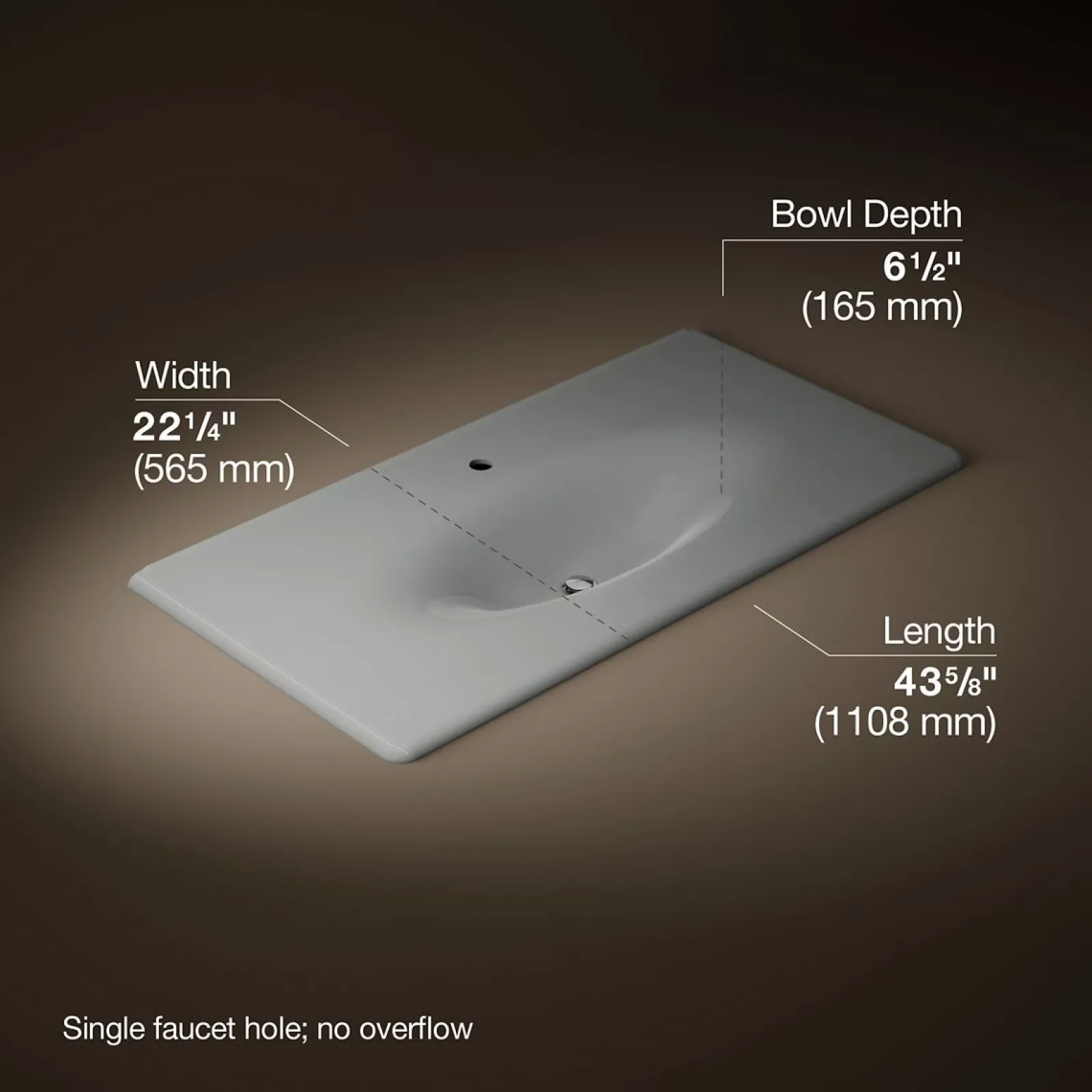 43" Enameled cast iron vanity top with integrated oval sink^Kohler Outlet