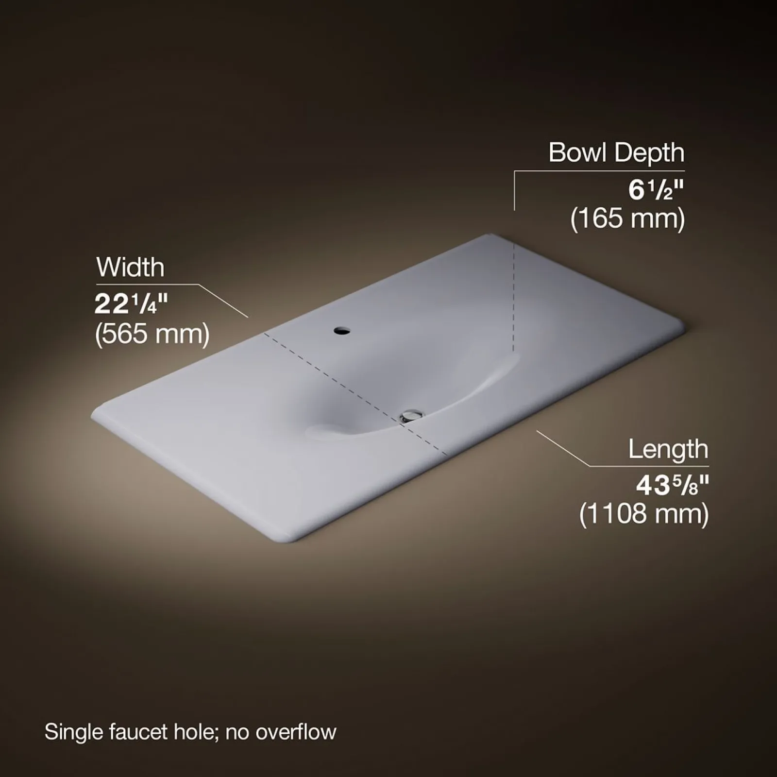 43" Enameled cast iron vanity top with integrated oval sink^Kohler Outlet